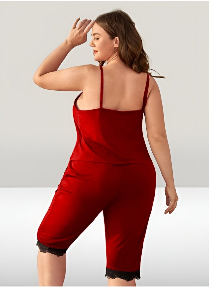 Generic - pajama set women comfortable design features delicate lace details on the neckline and edges - Image 1