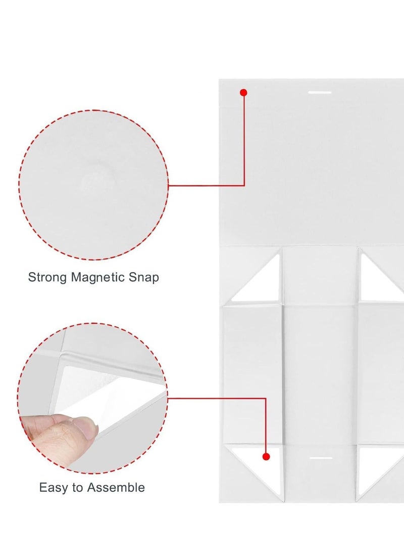 Luxury Magnetic Gift Box, White Medium Gift Box with Ribbon, Folding Gift Box for Presents With Magnetic Lid, Suitable for Festival, Birthday, Anniversary, 26x19x8 cm - Image 3