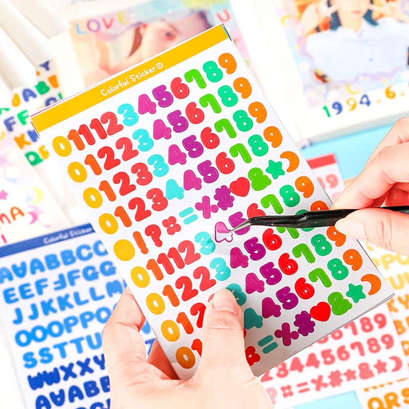GINCEVHY 2400 Pieces Small Colorful Vinyl Letter Stickers, 24 Sheets Self Adhesive Mini Alphabet Stickers, 0.5 inch Numbers Letters Labels DIY Crafts Art Making, Used for Cards, Notebook Decor - Image 3