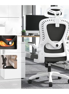 CityRiya-Long Office Chair Computer Desk Chair Ergonomic Executive Mesh Office Chair Height-Adjustable Desk Chair Gaming Chair with Lumbar Support Backrest in Sleek White  - Image 3