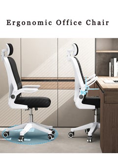 CityRiya-Long Office Chair Computer Desk Chair Ergonomic Executive Mesh Office Chair Height-Adjustable Desk Chair Gaming Chair with Lumbar Support Backrest in Sleek White  - Image 5