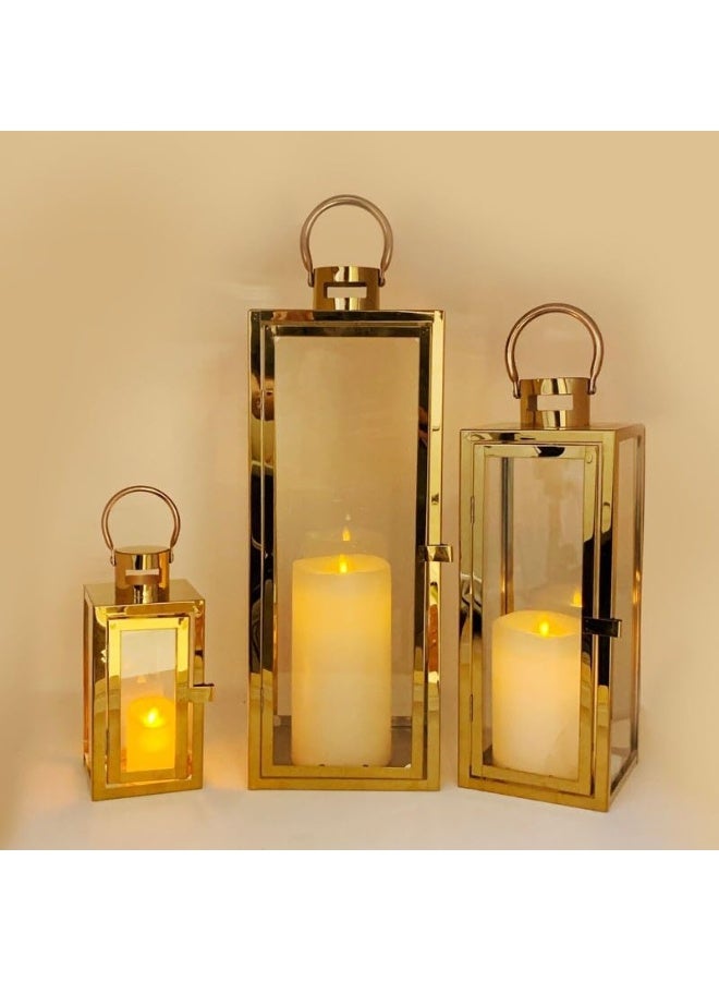Outdoor Hurricane Candle Lantern Set Gold 21X8.5X8.5Cm Gold  - Image 3