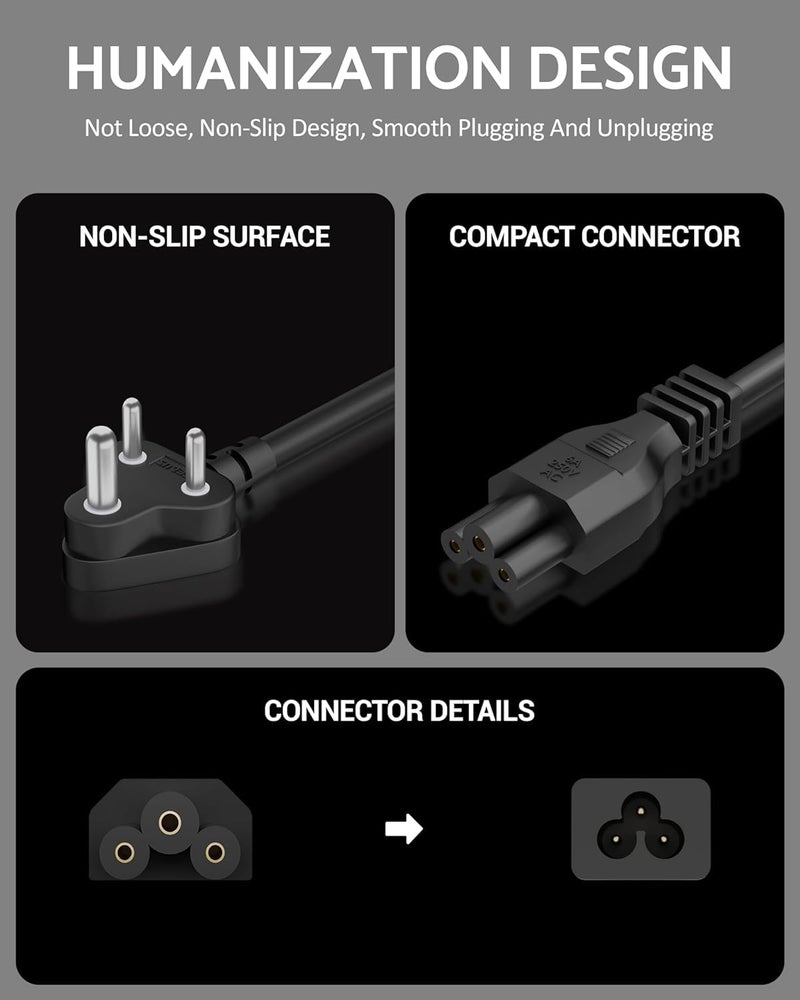 FEDUS 9.8 Feet 3 Pin AC Laptop Power Cord Cable Notebook Computer Replacement Charger Wire 18AWG Laptop Adapter Cable Cord with Universal Mickey Mouse Connector - Image 3