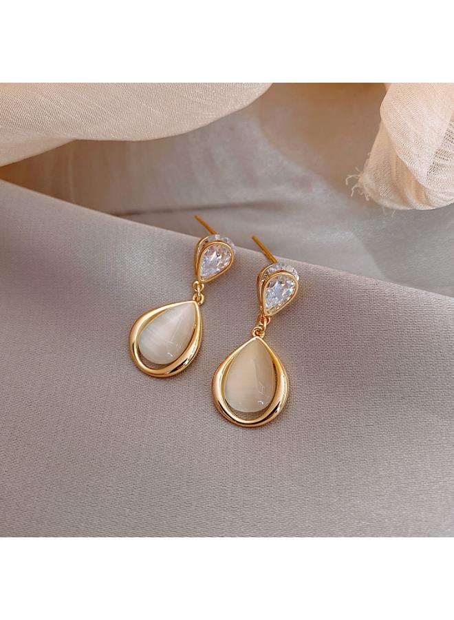 Silver Needle Real Gold Electroplated Zircon Pearl Bow Earrings Light Luxury High Sense Internet Celebrity Fashion Elegant Earrings 