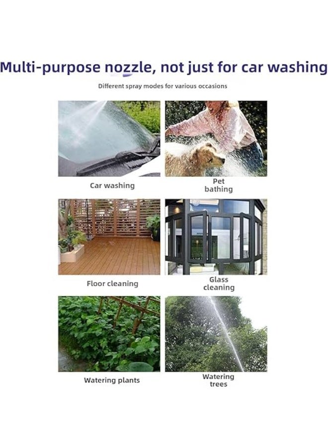 High Pressure Hose Nozzle with Foam Cannon, Heavy Duty Metal Water Spray Gun, 360° Adjustable Jet Wand for Car Wash & Patio with 3 Connectors - Image 2