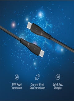 Pawa PVC USB-C to USB-C Cable 60W 2M - Black  - Image 2