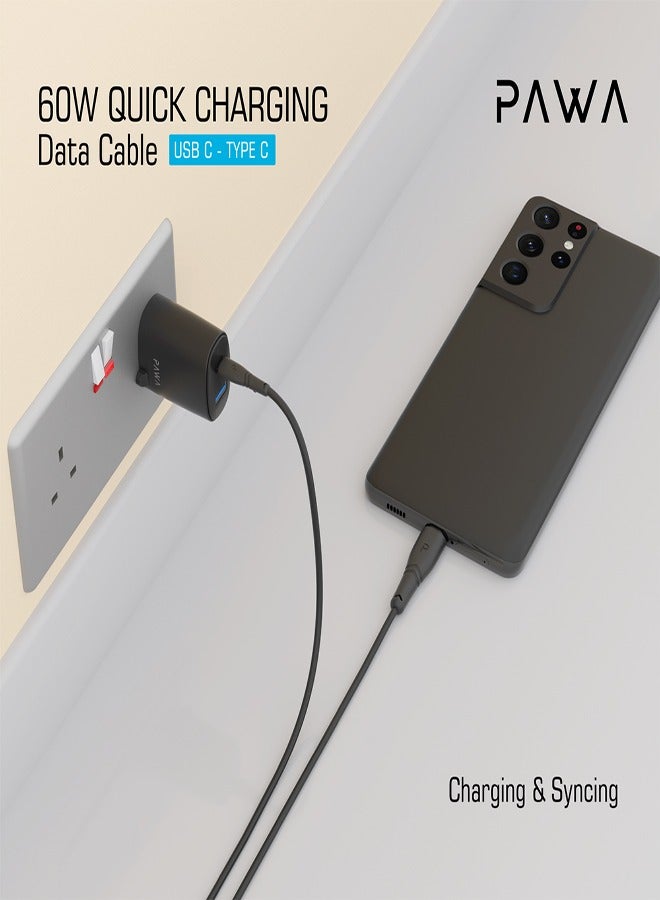 باوا كابل USB-C إلى USB-C من مادة PVC، 60 وات، نقل بيانات سريع، شحن سريع، طول 2 متر - Image 4