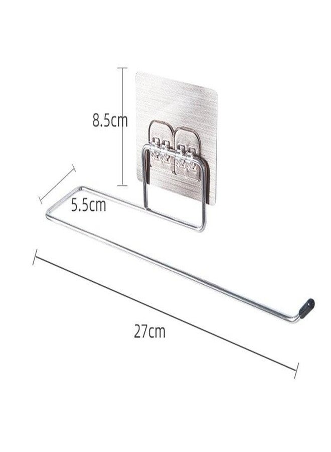 Styllent 2Pcs Stainless Steel Self Adhesive Napkin Ring Wall Mount Towel Hanging Holder with Magic Adhesive Pad Kitchen Paper Roll Holder Tissue Paper Stand Towel Bar Hanger Kitchen and Washbasin use (27 CM) - Image 2