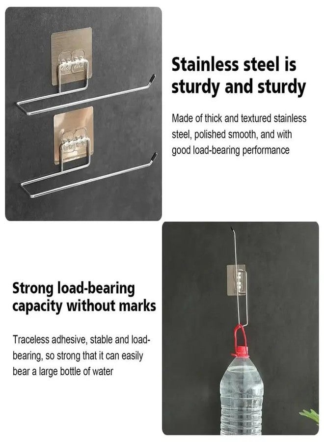 Styllent 2Pcs Stainless Steel Self Adhesive Napkin Ring Wall Mount Towel Hanging Holder with Magic Adhesive Pad Kitchen Paper Roll Holder Tissue Paper Stand Towel Bar Hanger Kitchen and Washbasin use (27 CM) - Image 4