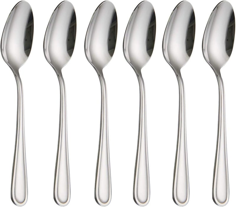 HISSF Dinner Spoons Stainless Steel 18/0 of Dessert Spoons 6 Pcs for Home, Kitchen Restaurant, Dishwasher Safe, 7.08 Inches, Silver - Image 1