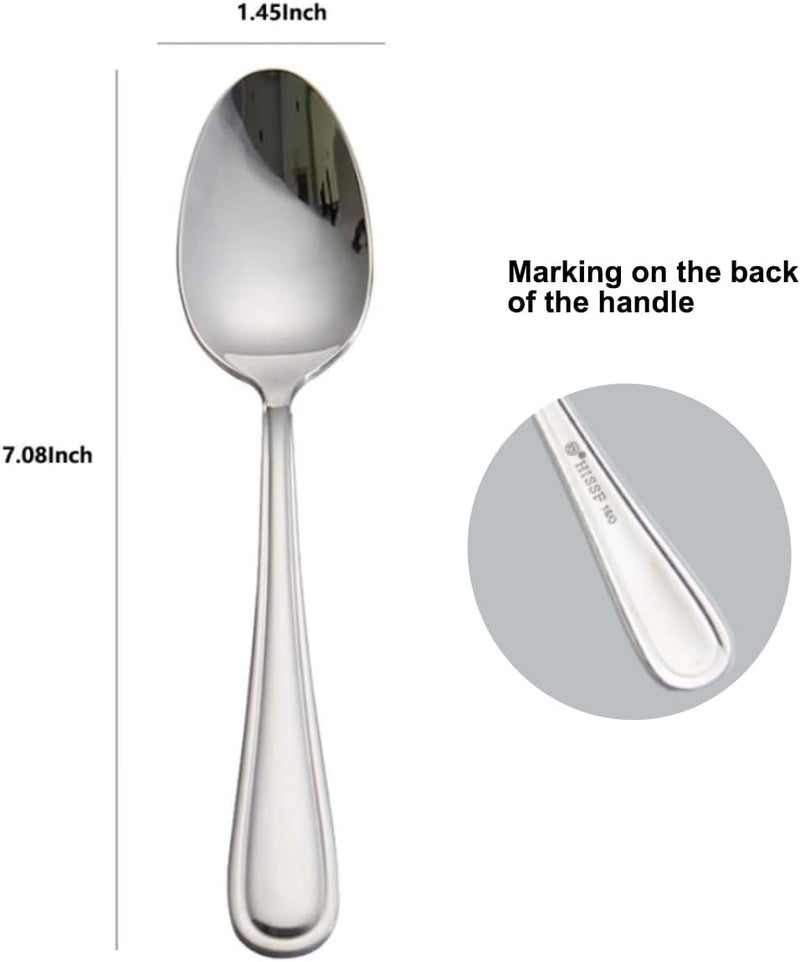 HISSF Dinner Spoons Stainless Steel 18/0 of Dessert Spoons 6 Pcs for Home, Kitchen Restaurant, Dishwasher Safe, 7.08 Inches, Silver - Image 2
