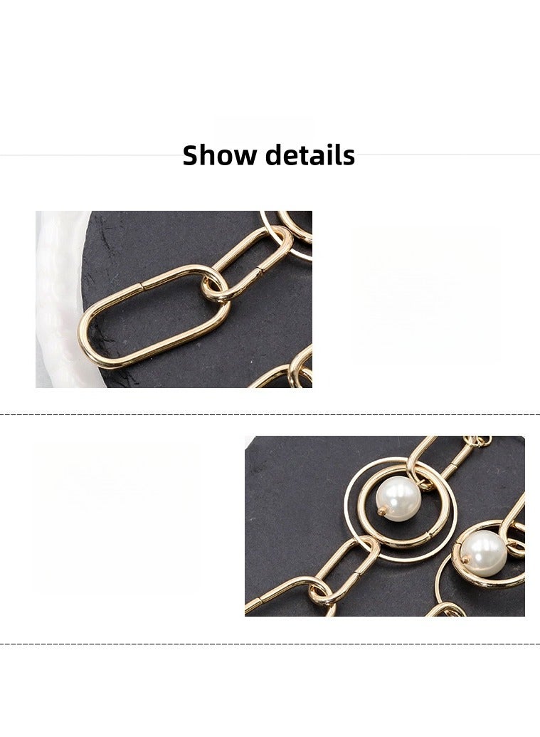 أقراط معدنية دائرية أنيقة -أقراط طويلة الطراز أنيقة ومتعددة الاستعمالات - Image 3