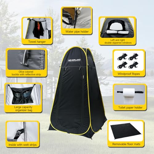 NEVERLAND Pop up Privacy Shower Tent 39 x 39 x 64ft Portable Changing Shower Tent Dressing Room Privacy Toilet Bathroom Outdoor Rain Shelter with Carry Bag for Camping Hiking Beach - Image 3