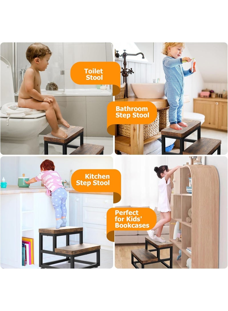 Wooden Step Stools for Kids Adults,Wood Bedside Stepping Stool for Kitchen/Bathroom/Bedside Step Stool,Toilet Steps Potty Training Stool,Nursery Foot Stools - Image 3