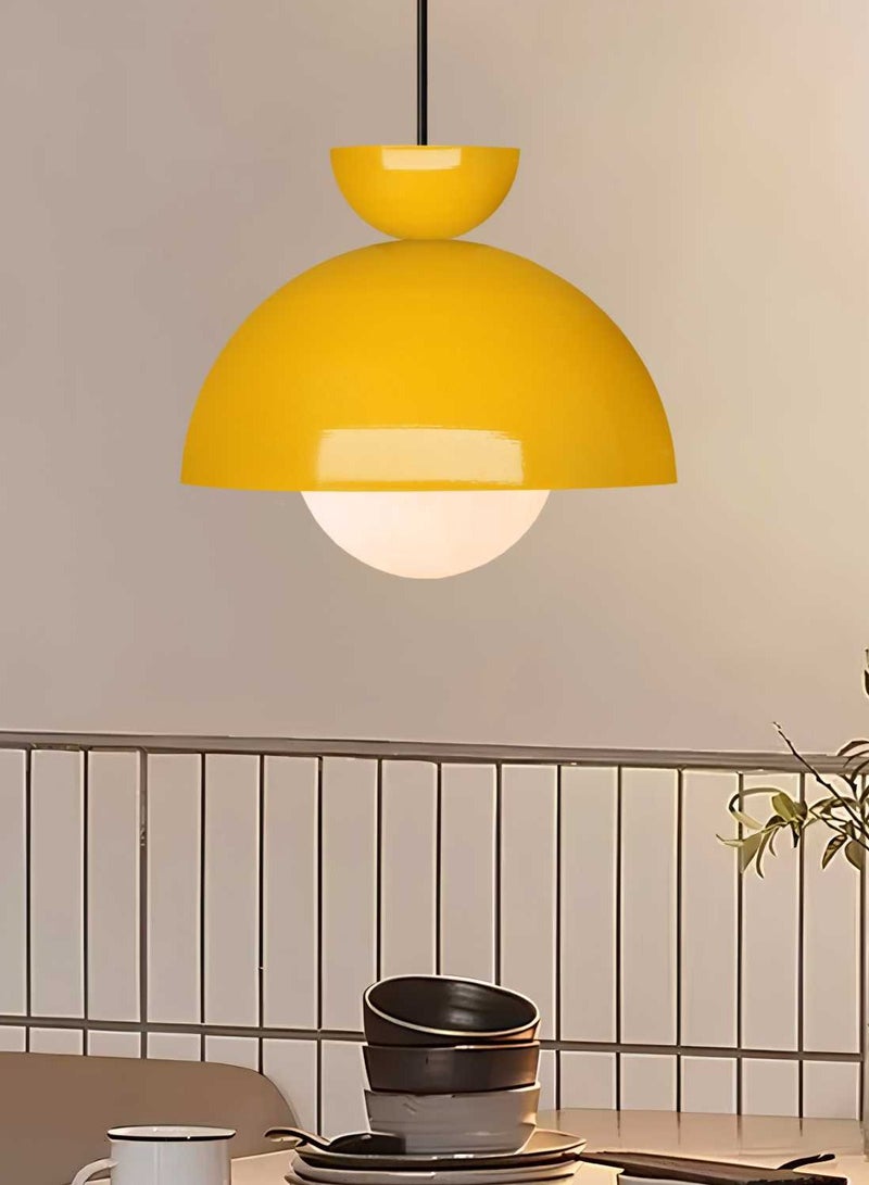 Modern Yellow Glass and Metal Pendant Light – Ceiling Lamp E27 Compatible - Image 2
