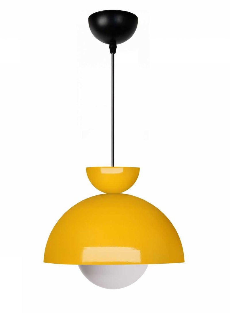 Yellow Glass & Metal Pendant Light – Modern Ceiling Hanging Lamp E27 for Bedroom, Kitchen & Living Room - Image 2