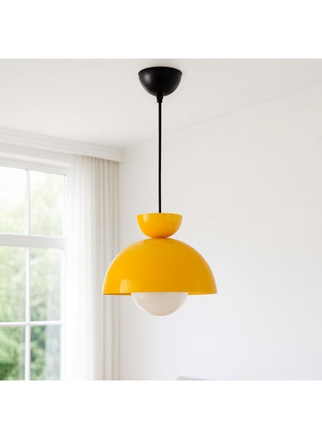 Yellow Glass & Metal Pendant Light – Modern Ceiling Hanging Lamp E27 for Bedroom, Kitchen & Living Room - Image 1