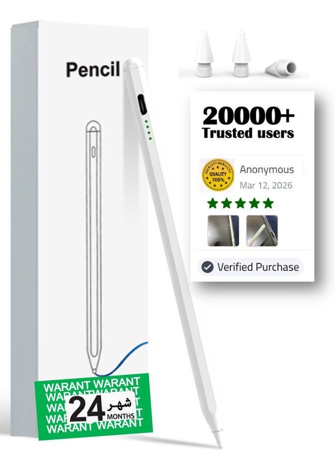 ZAVVY Stylus pen for iPad with palm rejection function, active pencil compatible (2018-2026) Apple iPad Pro 11/12.9 inches, iPad 10/9/8/7/6th generation, iPad Air 5/4/3 Generation, iPad Mini 6/fifth generation - Image 1