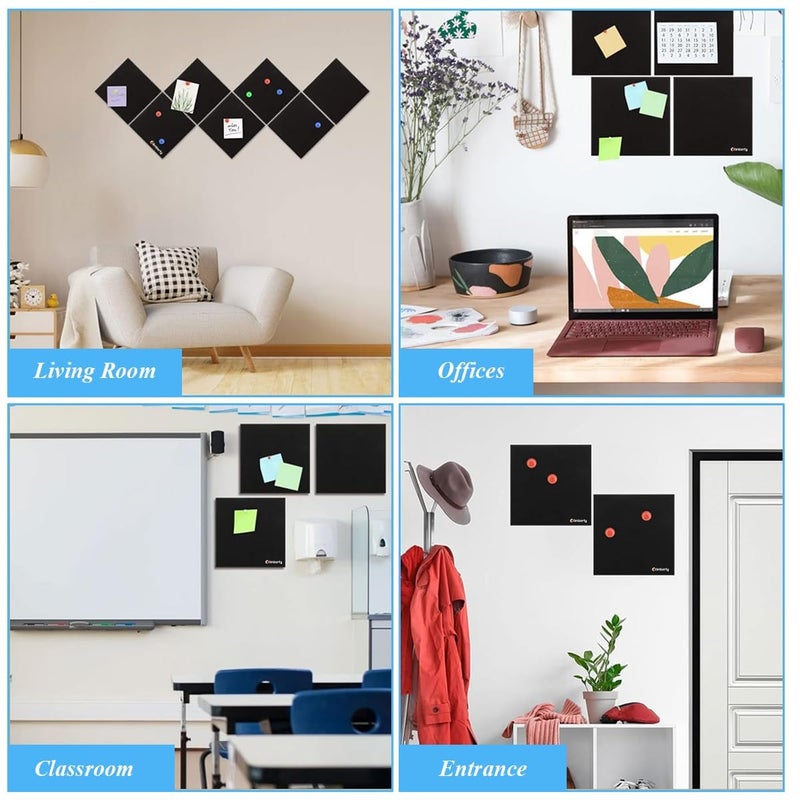 CLOSAL ® 6 Sheet Black Bulletin Crok Board 30x30cm Sheet, Large Cork Bulletin Board for Wall, Bulletin Boards Notice Pin Board for Office, School & Home, Bulletin Boards - Image 5