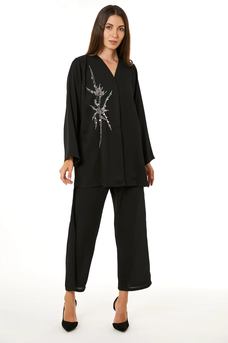 مويستريت طقم بلوزة طويلة الأكمام وبنطلون مزين