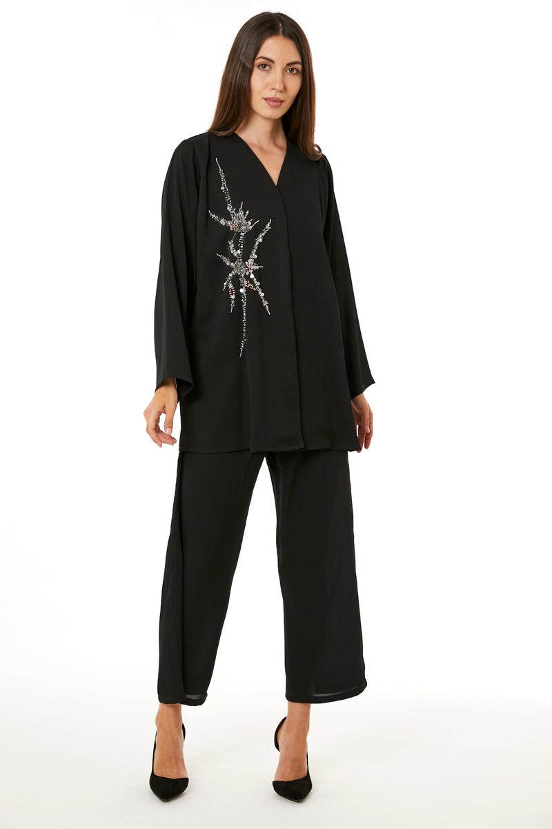 Moistreet Embellished Long Sleeve Top & Pant Set - Image 1
