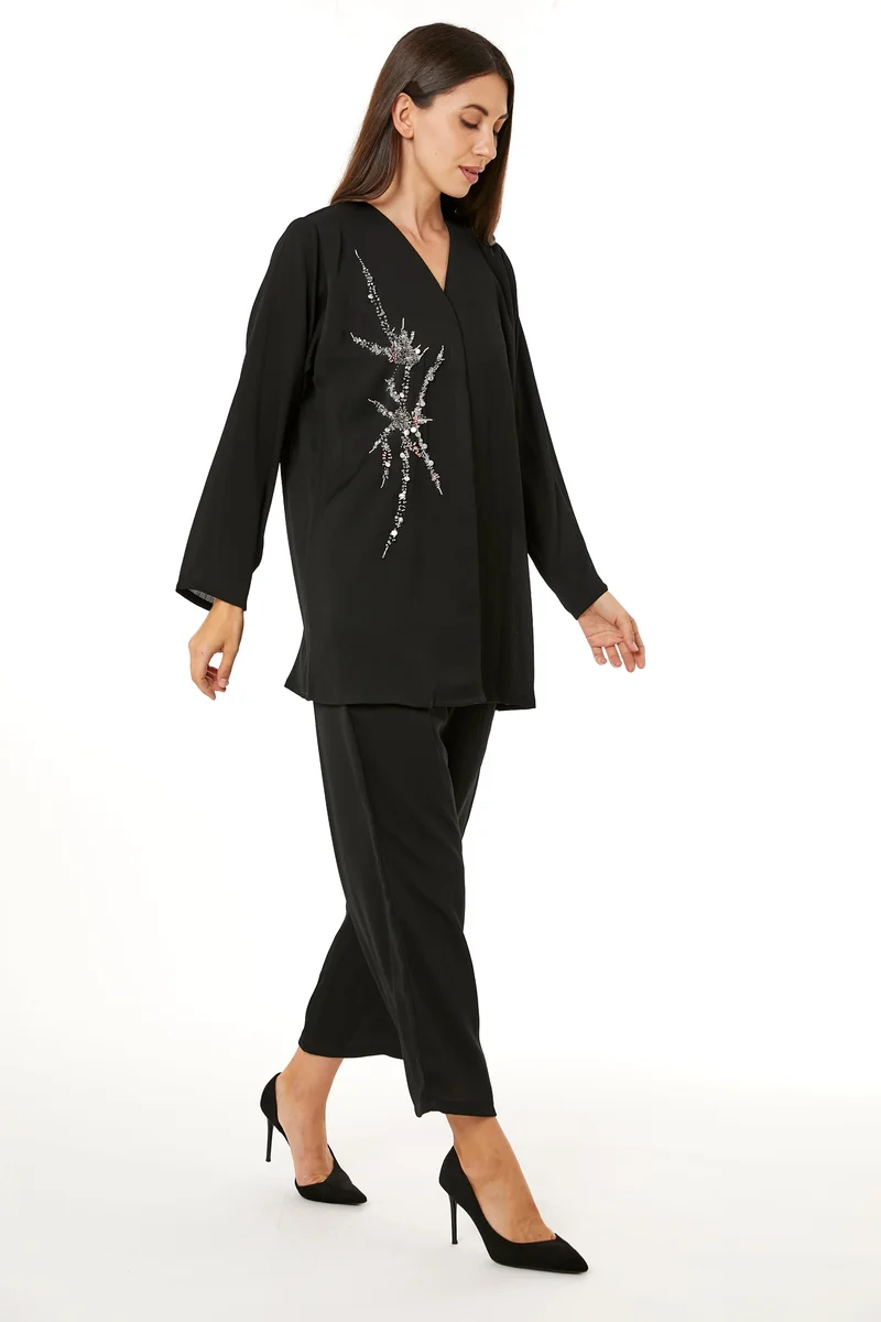 Moistreet  Embellished Long Sleeve Top & Pant Set for Women | Best Price UAE