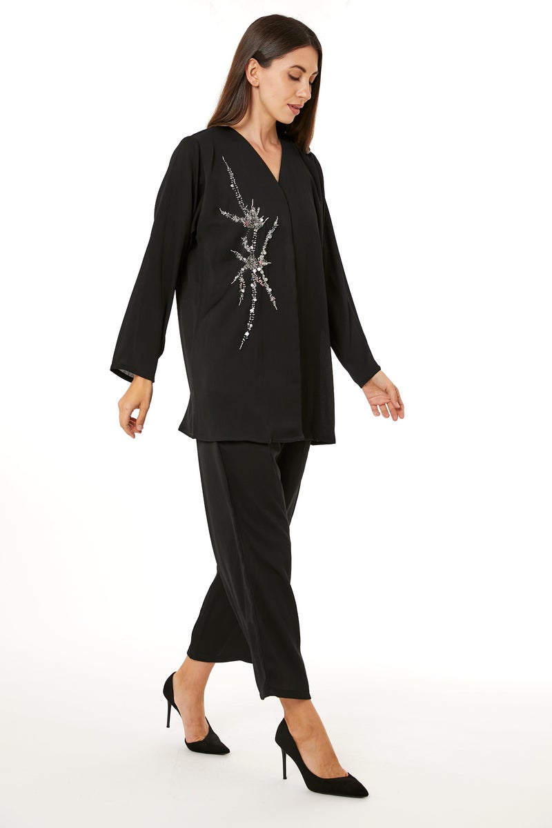 Moistreet Embellished Long Sleeve Top & Pant Set - Image 5