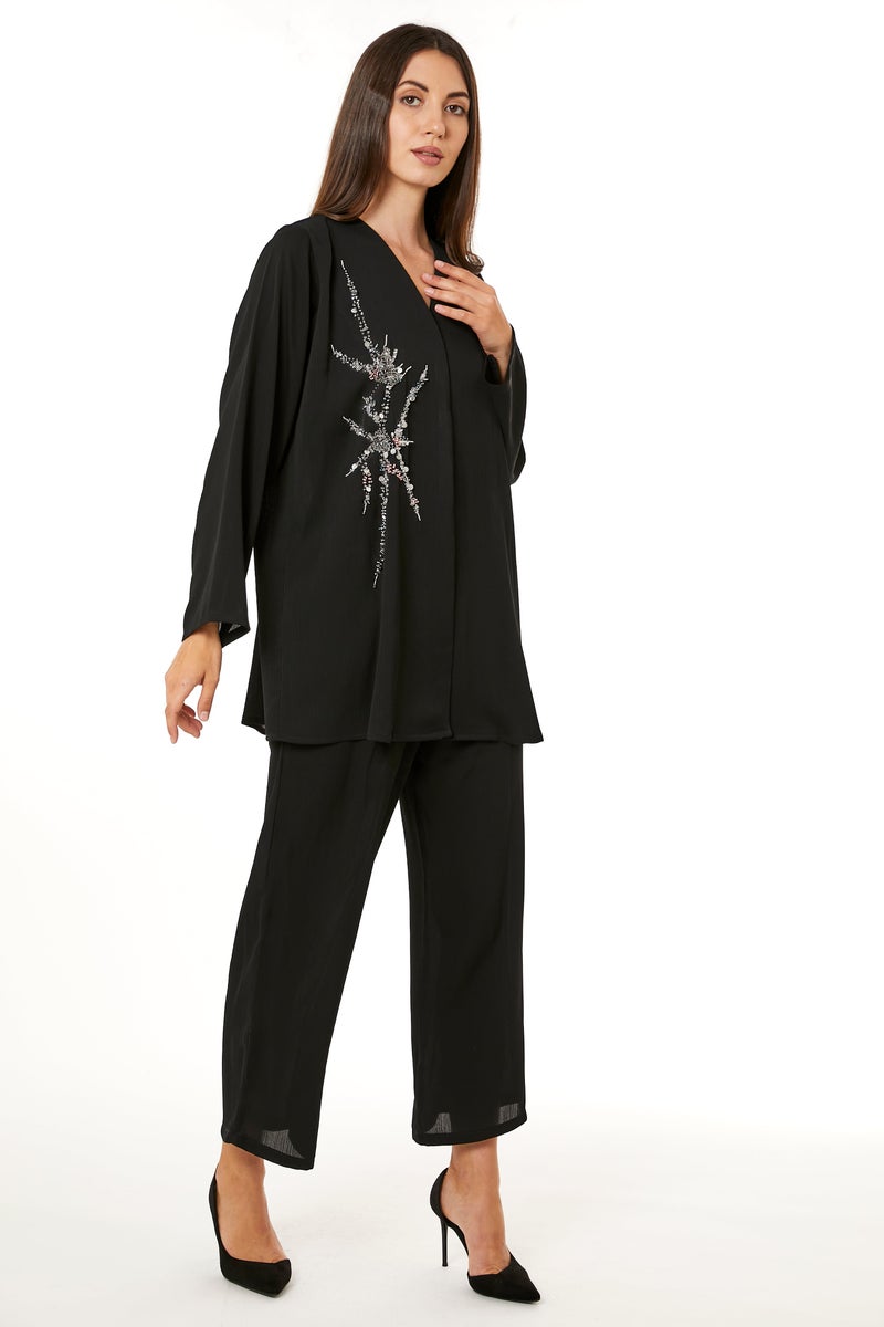 Moistreet Embellished Long Sleeve Top & Pant Set - Image 3