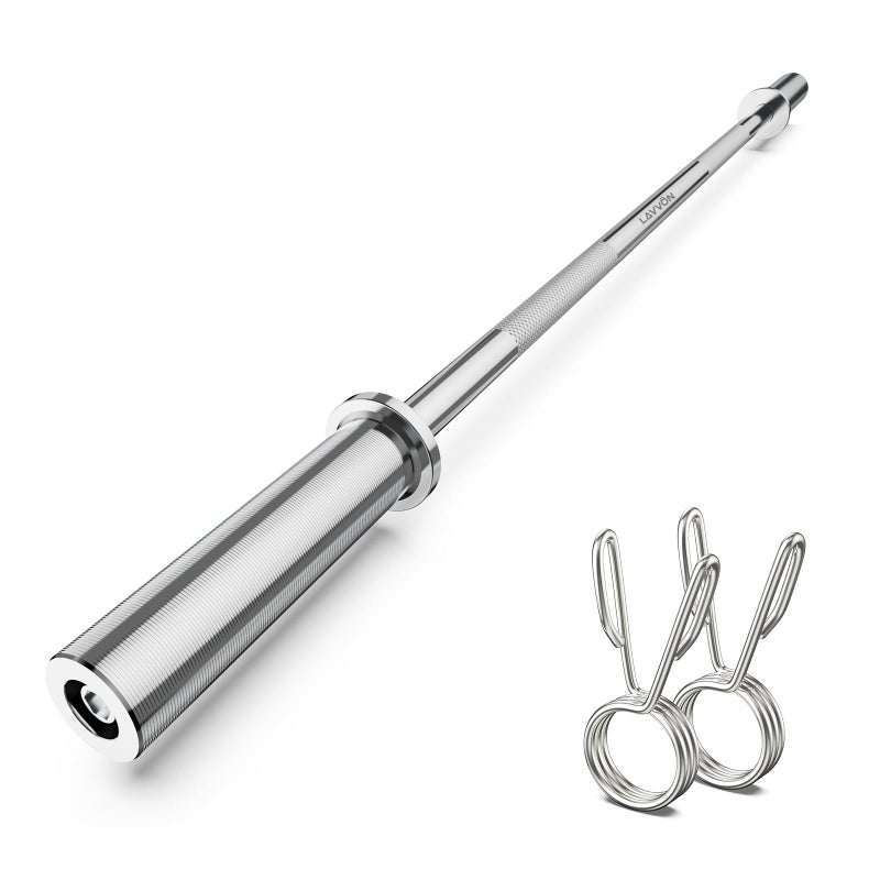 LAVVON 57" Olympic Barbell Bar, 2" Standard Straight Barbell Bars for Weight Lifting Bar for Bench Press/Squats/Hip Thrusts/Lunges/Biceps- Home Gym Weight Bar- 2 Spring Collars(500lb Weight Capacity) - Image 1