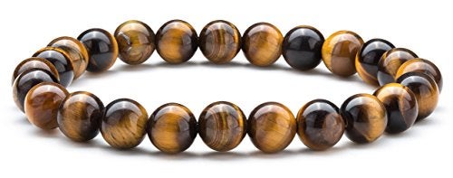 Hamoery Men Women 8mm Natural Stone Lava Rock Diffuser Bracelet Elastic Yoga Agate Beads Bracelet Bangle - Image 1