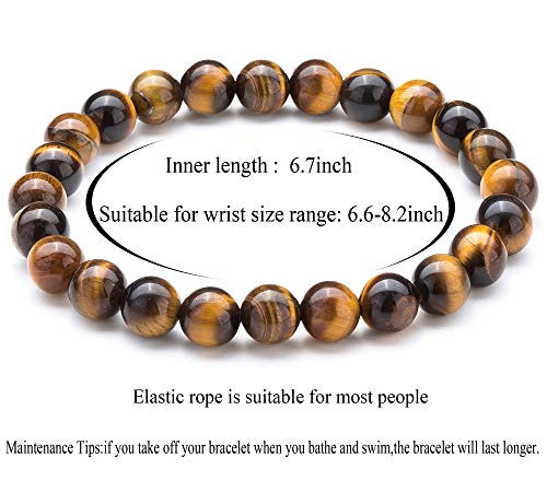 Hamoery Men Women 8mm Natural Stone Lava Rock Diffuser Bracelet Elastic Yoga Agate Beads Bracelet Bangle - Image 3