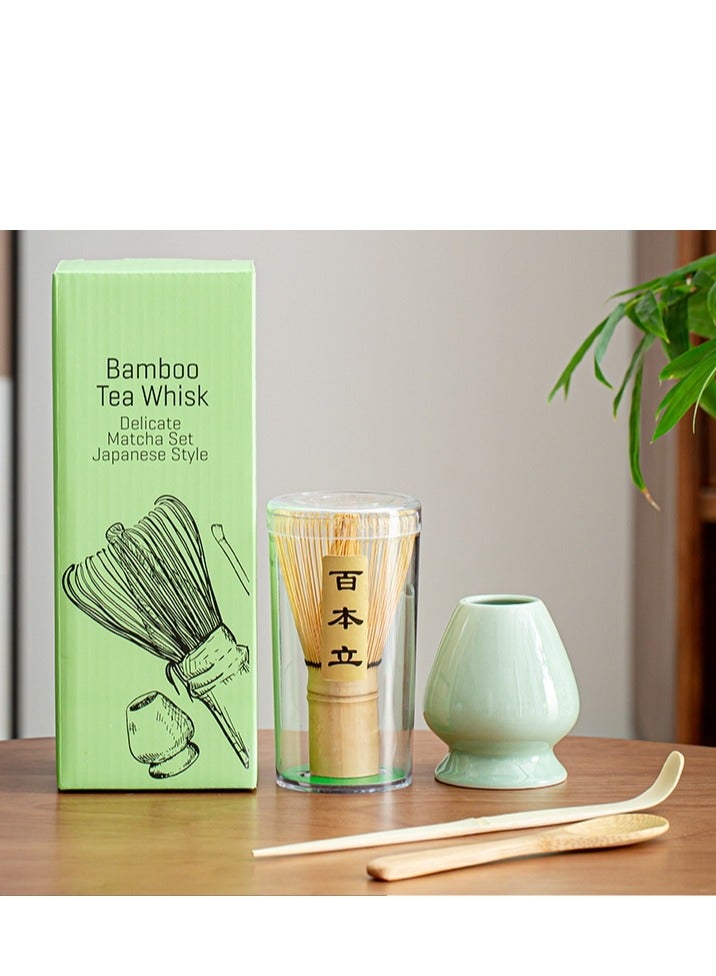 4-Piece Matcha Green Tea Whisk Set Blue/Beige/Green - Image 2