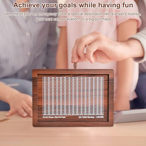 True Flair Wooden Money/Piggy Bank, Money Box, Coin Box with Printed Design for Kids/Children | Savings Challenge Box, Cashbox,Cash Vault Wooden Savings Box,Coin (1,00,000) - Image 5