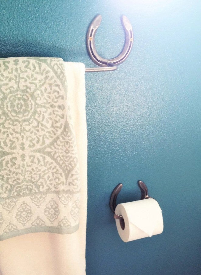 The Heritage Forge Rustic Toilet Paper Holder Wall Mounted Great for Vintage Bathroom - Wall Mounted Horseshoe - Natural Metal - The Heritage Forge - Image 4