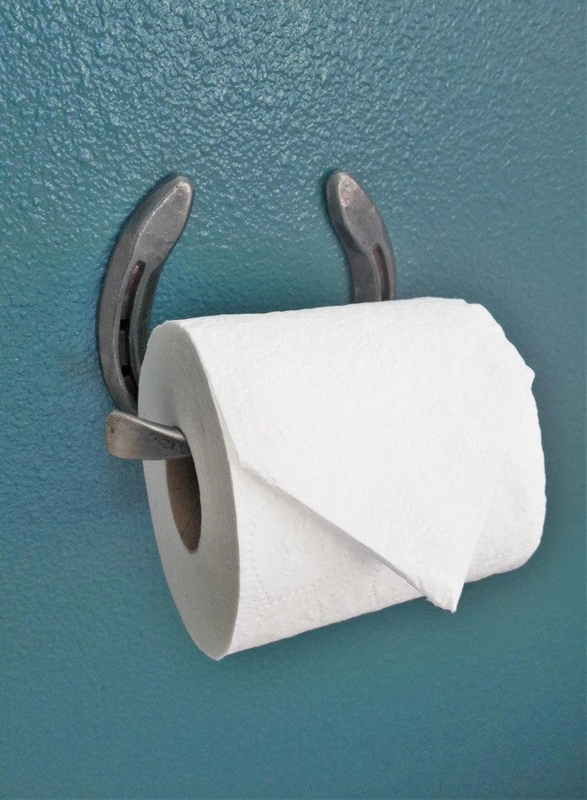 The Heritage Forge Rustic Toilet Paper Holder Wall Mounted Great for Vintage Bathroom - Wall Mounted Horseshoe - Natural Metal - The Heritage Forge - Image 1
