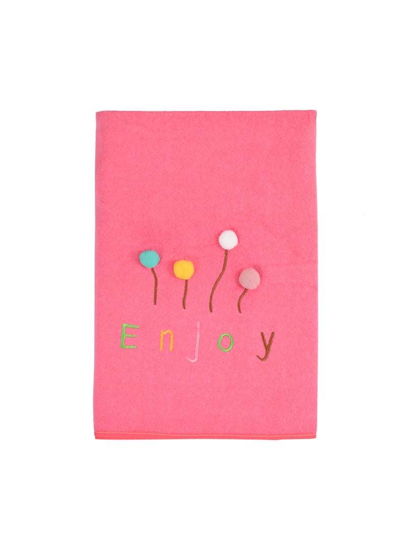 AURIO Ultra-Soft Microfiber Kids' Bath Towel (70x140 cm) – Premium Absorbent Quick-Dry Shower Towel with Colorful "Enjoy" Embroidery and 3D Balloon Accents – Gentle on Sensitive Skin - Image 2