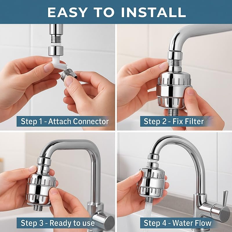 PANCA Hard Water Softener Filter for Tap & Shower with connectors | Bathroom Shower for Hard Water | Borewell & Tanker Water Purifier (Filter Set with Connectors) - Image 5