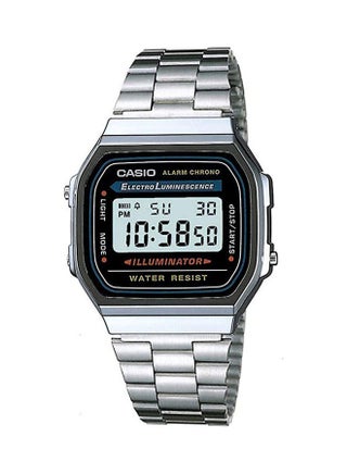 Unisex Stainless Steel Digital Clasp Watch A-168WA-1UWD