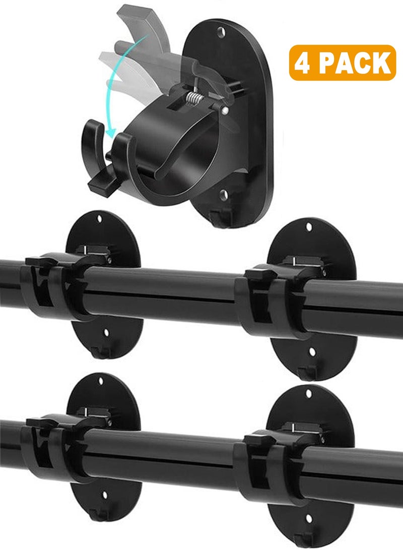 Forest Home Curtain Rod, No Drill Curtain Rod Brackets, 4 Pack Self Adhesive Curtain Rod Holders Curtain Rods No Drilling Hooks, Adjustable Drillless Curtain Rod Holder for Bathroom Kitchen Home and Hotel - Image 1