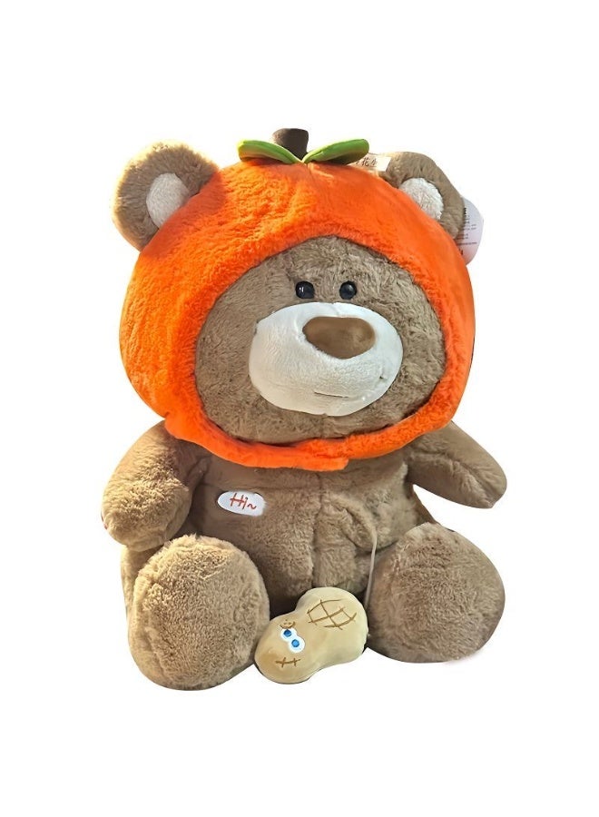 Sunspire 'Good Fortune' Persimmon and Peanut Persimmon-Shaped Headband Plush Toy – 35cm Brown Teddy Bear Comfort Pillow – Persimmon and Peanut Auspicious Plush Toy – Creative Gift for New Year, Weddings and Birthdays – Soothing Home Decor Plush Ornament - Image 1