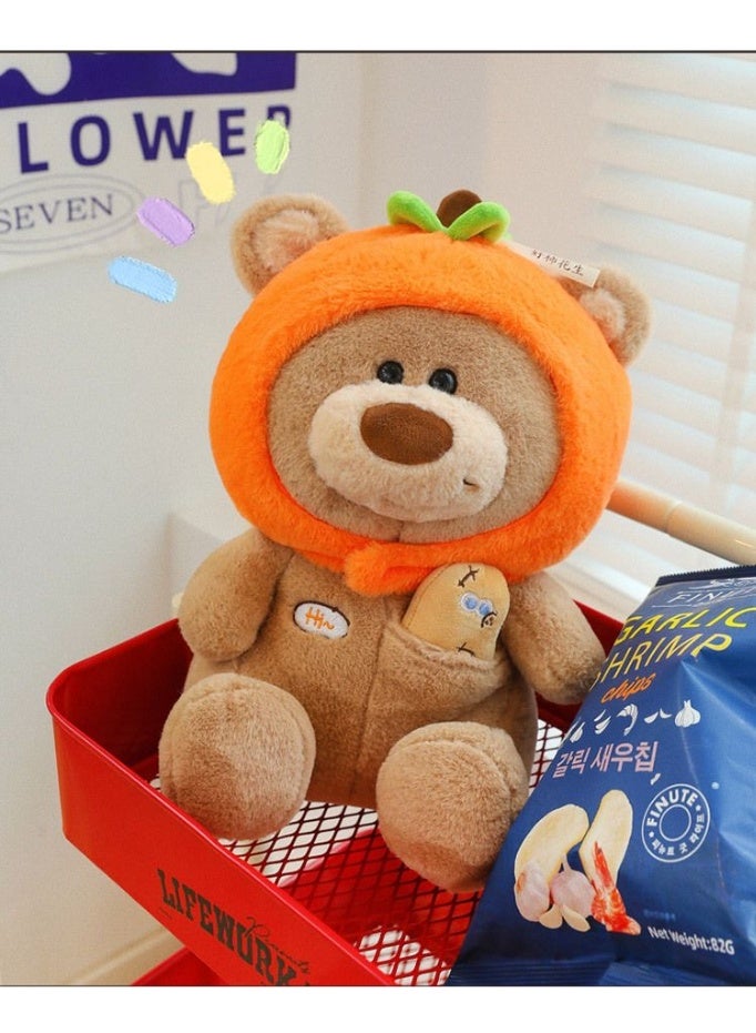 Sunspire 'Good Fortune' Persimmon and Peanut Persimmon-Shaped Headband Plush Toy – 35cm Brown Teddy Bear Comfort Pillow – Persimmon and Peanut Auspicious Plush Toy – Creative Gift for New Year, Weddings and Birthdays – Soothing Home Decor Plush Ornament - Image 4
