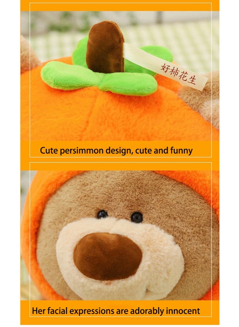 Sunspire 'Good Fortune' Persimmon and Peanut Persimmon-Shaped Headband Plush Toy – 35cm Brown Teddy Bear Comfort Pillow – Persimmon and Peanut Auspicious Plush Toy – Creative Gift for New Year, Weddings and Birthdays – Soothing Home Decor Plush Ornament - Image 3