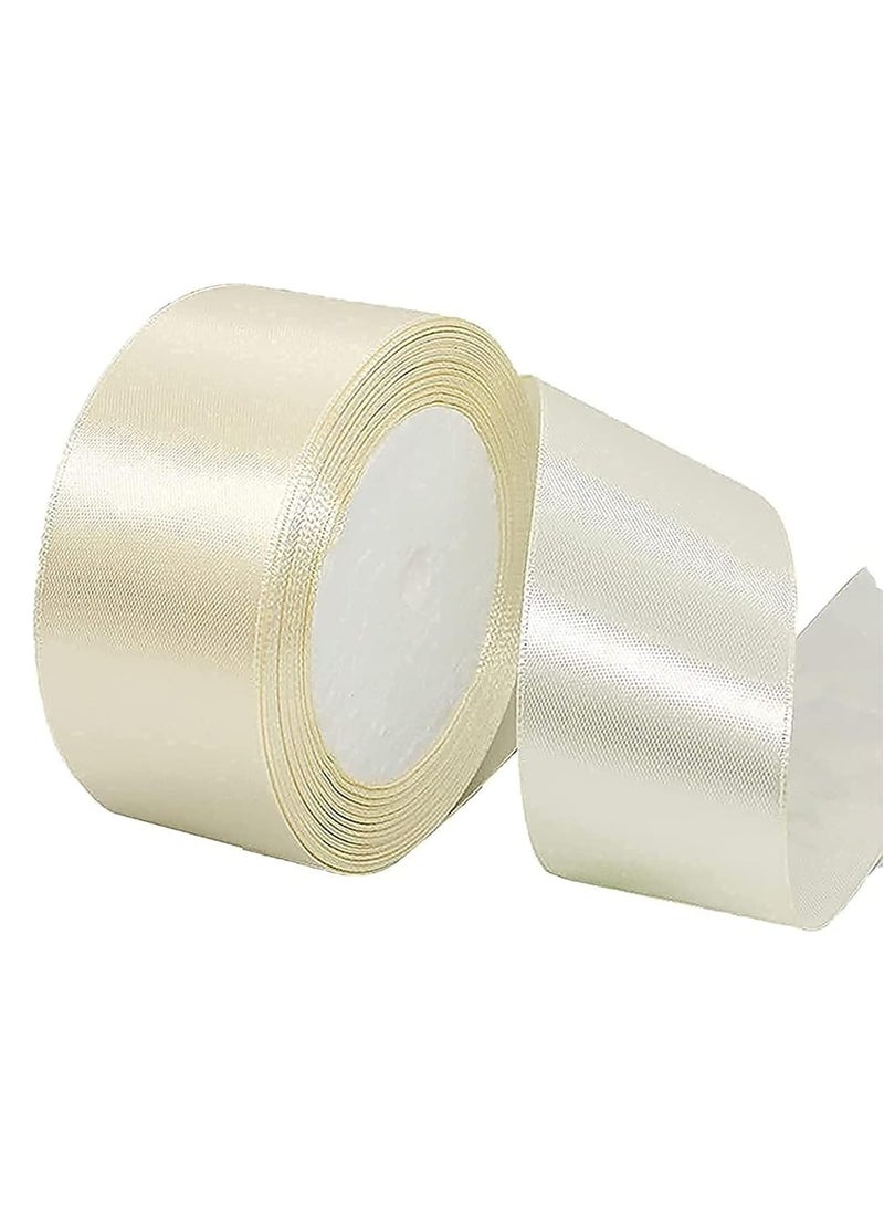 Generic Vanilla Satin Ribbon, 38mm x 25yd Fabric Polyester Ribbon for Gift Wrapping, Party Favors, Wedding Decorations, Bow Making, Bouquets, Sewing Projects & Craft Supplies  - Image 1