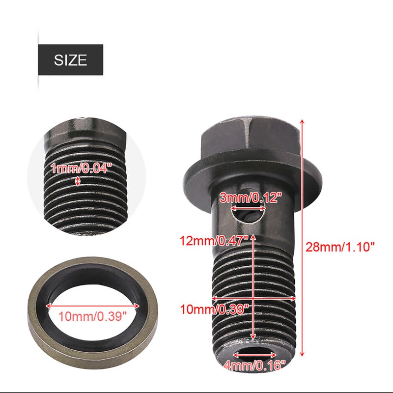 5pcs Motorcycle Banjo Bolts & Washers for Brake Caliper Master Cylinder M10 x1.0mm - Image 4