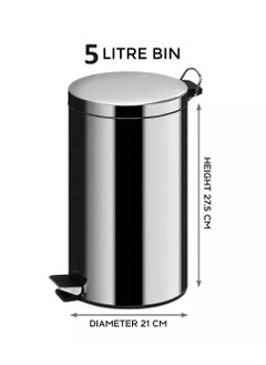 BLACKSTONE Stainless Steel Hands Free Pedal Bin 5L Soft Close Rust-Proof  - Image 3