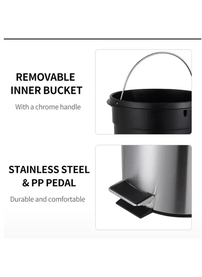 BLACKSTONE - Stainless Steel Hands Free Pedal Bin 5L Soft Close Rust-Proof - Image 1