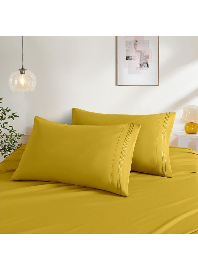 NookZuzu King Pillow Cases Set of 2, Hotel Pillow Cases 20"X 36" Luxury Gold Pillow Covers Soft Breathable and Non Shrinking Microfiber Envelope Pillowcase  - Image 1