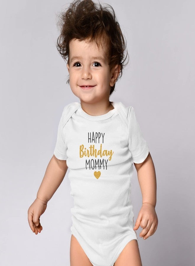 Printique Organic GOTS Certified Baby Onesie Unisex Bodysuit 0-18 months - Happy Birthday Mommy | Present Gift (Gold - Happy Birthday Mommy, 0-3 Months) - Image 4