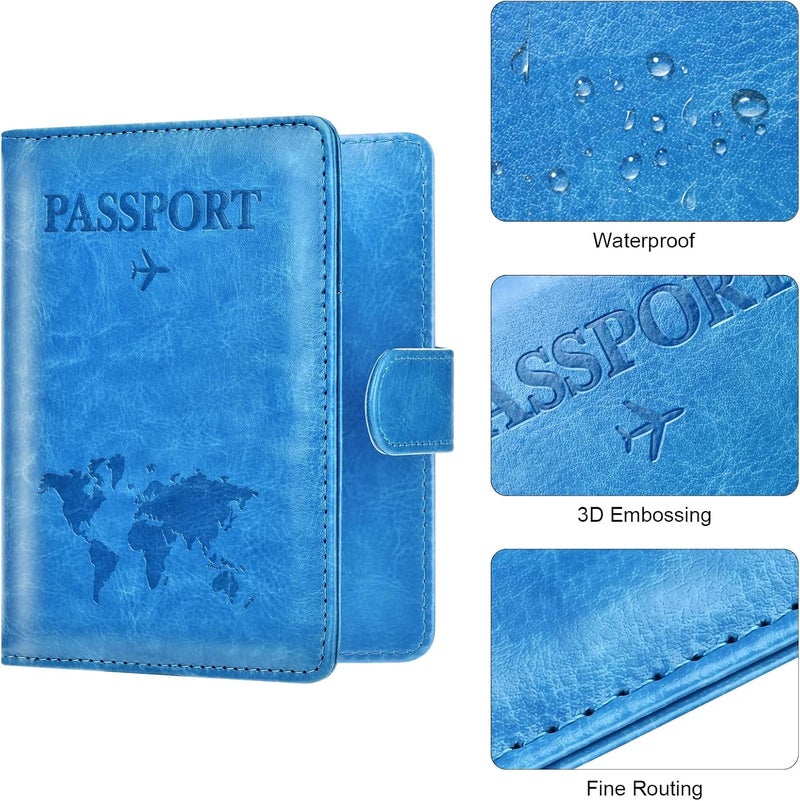 Eoehro Passport Holder for Travel Essentials, Passport Wallet Cover Case for Travel Must Haves Accessories,Passport Book Holders for Women and Men(blue) - Image 5