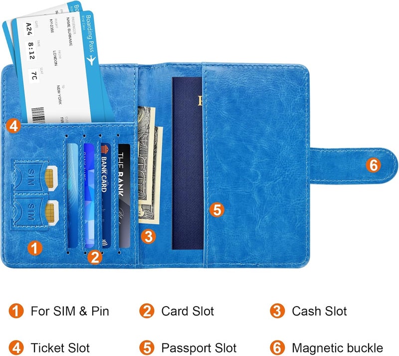Eoehro Passport Holder for Travel Essentials, Passport Wallet Cover Case for Travel Must Haves Accessories,Passport Book Holders for Women and Men(blue) - Image 3